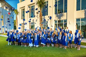 Seacoast Collegiate High School Class of 2026 graduation cap toss.