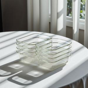 High Borosilicate Glass Food Containers Stacked On Table