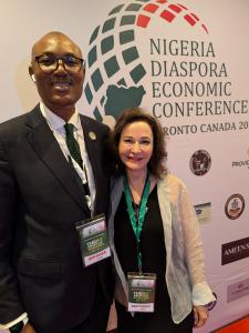 Lawrence with Dr. Adeniyi Tinubu (L) during the Nigeria Diaspora Economic Conference. /NiDEC.