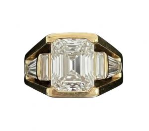 Large emerald cut diamond ring