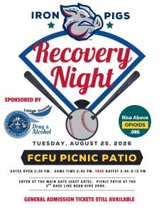 Lehigh County Drug and Alcohol and the Center for Humanistic Change will host Recovery Night Aug. 25 at Coca-Cola Park, bringing the recovery community together to celebrate and connect with local resources.