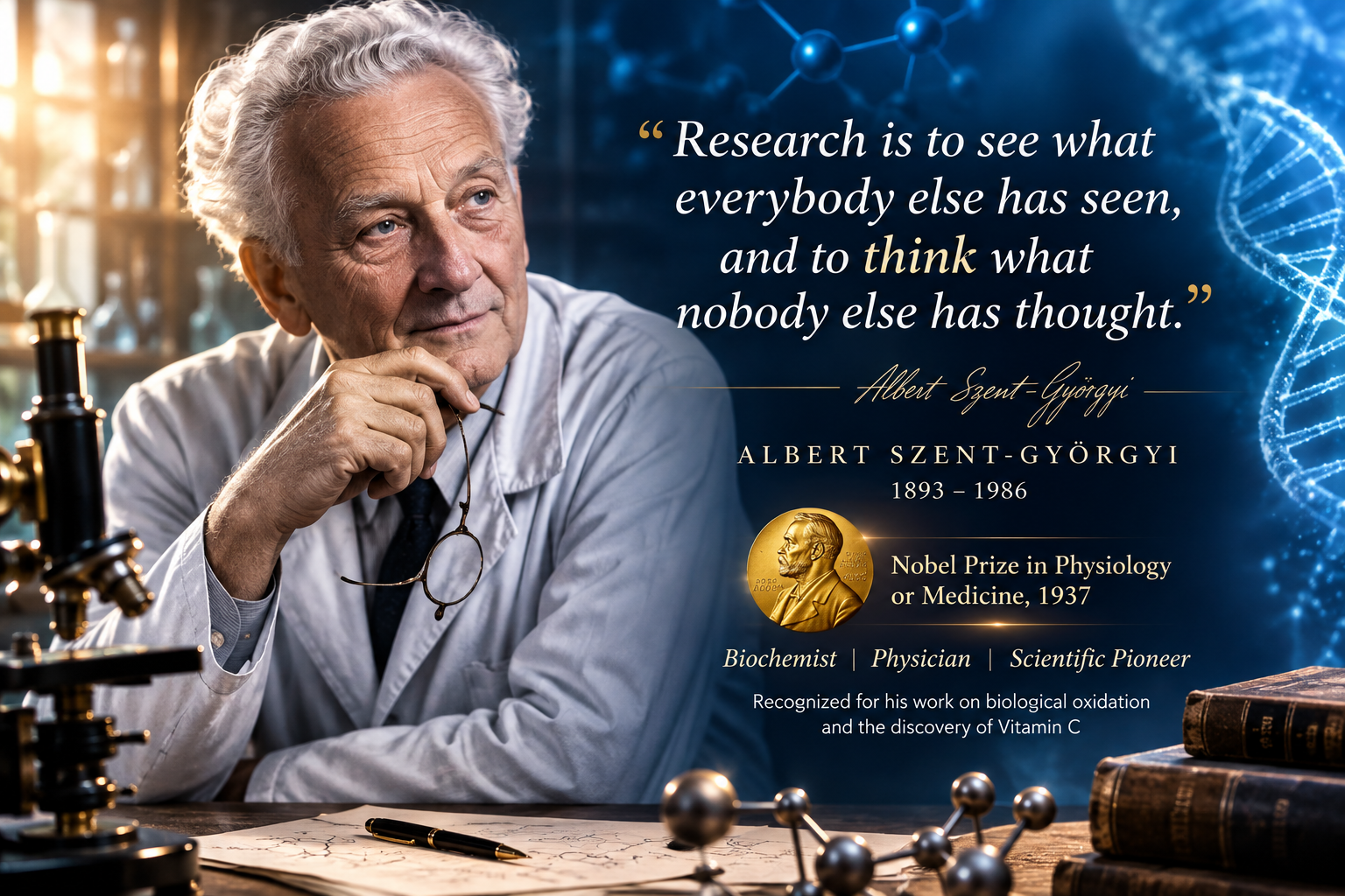 Albert Imre Szent-Györgyi was a Hungarian biochemist awarded the 1937 Nobel Prize in Physiology or Medicine