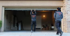 Garage door spring repair technician working in Summerlin