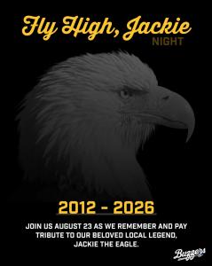 Graphic showing tribute to Jackie the Eagle