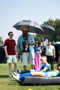 Andrew Leeds, Travon Free, Milana Vayntrub, Trevahn Ignacio (PA) and Boden Nossum