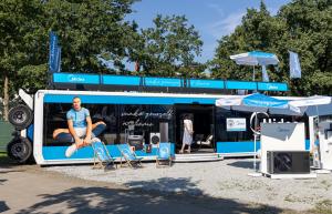 Pulse Tranzformer ground level expandable trailer deployed at Midea European distributor roadshow | The Clear Idea