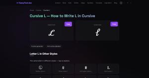 Uppercase and lowercase cursive L on the FancyText.dev cursive letter page