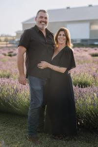 Stephen Burnett + Julie Thurgood-Burnett on their 250-acre lavender + sunflower farm