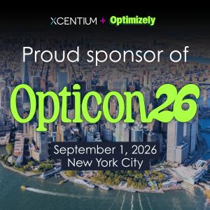 XCentium and Optimizely logos with Opticon 2026 event details for Sept. 1 in New York City.
