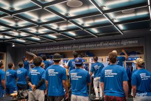 Ontario Tower Buzzers players unveil quote by manager John Shoemaker - "If your presence does not make an impact, then your absence will not make a difference."