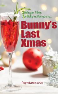 The image depicts a large champagne flute filled with a cranberry cocktail beside a Christmas ball ornament and silver candle.