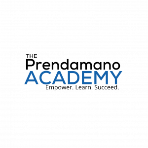 The Prendamano Academy logo featuring the word “Academy” in blue lettering on a black background.
