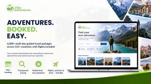 Vibe Adventures travel platform promoting 6,000+ guided travel packages in 125+ countries with flights included.