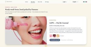 A curated Naru Box set on Hannaru pairing three samples from a Korean beauty brand, with an Add this box control showing that one box ships for a single flat shipping charge.