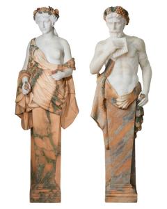 Pair of 21st century Neoclassical-style marble garden figures. Estimate: $3,000-$6,000
