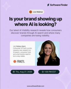 AI Visibility Webinar host Kelsey Libert of Fractl with Software Finder