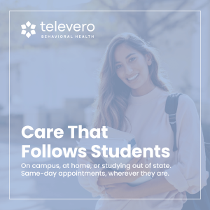 Mental Health Care that follows students. On campus, at home, or studying out of state. Same-day appointments, wherever they are.
