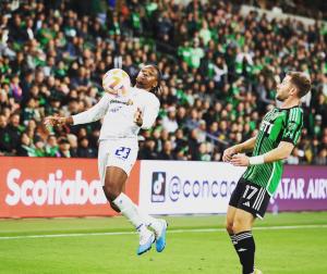 Denilson Pierre in Violette AC kit in 2023 Vs. Austin FC