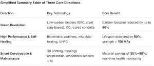 Simplified Summary Table of Three Core Directions