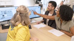 Couple working with an IKEA kitchen planner