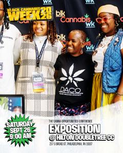 Group of diverse people smiling at Black Cannabis Week