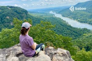 Female hiker on a cliff