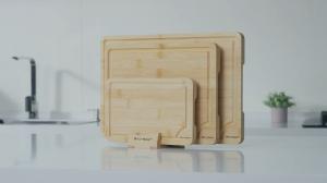 Nolly Home Premium Bamboo Cutting Board Set displays on a beautiful countertop