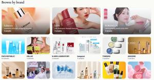 The Hannaru sample catalog browsed by brand, showing Korean beauty makers such as Laboreve, LEPS and FORENCOS with the number of samples each has open to wholesale buyers.