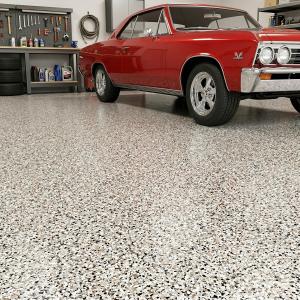 concrete garage epoxy flake floor system DIY