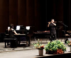 Taiwanese flutist Lin Hsiao-Feng performing with pianist Hsuan Chang Kitano at the 2026 World Flute Society Annual Convention.