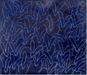 Hunt Slonem Blue Rhapsody Diamond Dust (2023) Oil & Acrylic w/ Diamond Dust on Canvas 72” x 84” (Image Credit: Hunt Slonem)