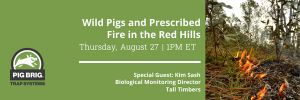 Text information, Pig Brig Trapping Systems Logo and image of fire