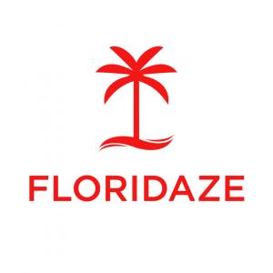 Close-up of the Floridaze logo and palm tree mark on a white background.