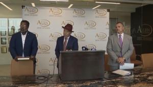 Paul H Flowers Jr accompanies Kenneth J Allen and Otto J Shragal to the press conference of the NIPSCO class action press release.