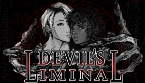 DEVIL'S LIMINAL logo featuring the characters Bec and Clara surrounded by clawed hands