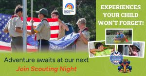 Join Scouting Night by Capitol Area Council across the Austin Area. You can visit the landing page to find the Scouting Night in your child's area.