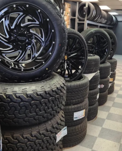 Stacks of tires at Good Tire Calgary