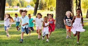 Children running in a park