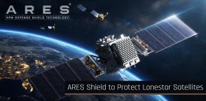 An image showing a satellite in space with defence modules installed