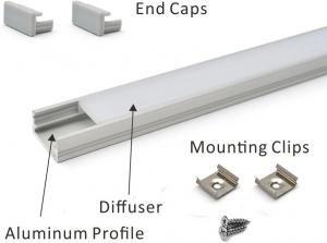 SignliteLED LED Aluminium Profile System With Diffuser End Caps And Mounting Clips