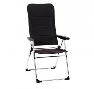 The SUNSHINE AC1239B high-back folding chair combines an aluminum frame with five-position recline adjustment for camping and outdoor leisure settings.