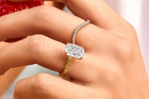 Model wearing jewelry from With Clarity's Seraphine Collection