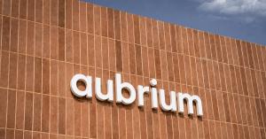 Aubrium company logo on office wall