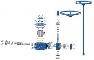 STARD GEARS SDQ Gearbox Exploded View With Handwheel And T Stem Options