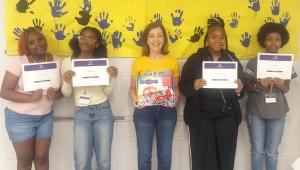 picture of young women with president of High Tech Rising Laura Steffek.