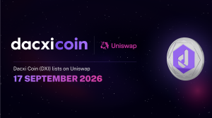Dacxi Coin (DXI) lists on Uniswap, 17 September 2026.