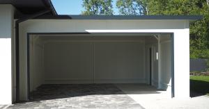 Interior of an insulated garage built from 100mm PIR sandwich panels, walls and roof, on a steel frame