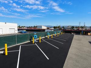 Commercial parking lot paving and fresh line striping by JOBCO Paving in the San Francisco Bay Area.