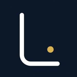 LexOn app logo featuring a white “L” and yellow dot on a dark navy background.