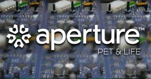 The Aperture Pet & Life logo is shown overlaid on an image of a high-tech circuit board from an EcoTech Marine product.